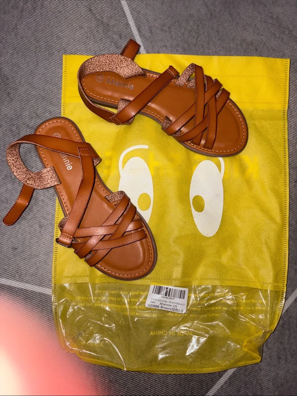 Brown Strappy Flat Sandals ahannie kids size 3 sandal brown new